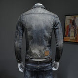 Wiaofellas Denim Jacket Men Autumn Winter Coat Men Casual Solid Color  Mens Fashion Clothing