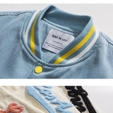 Wiaofellas new letter embroidered jackets coat women's street hip-hop stitching baseball uniform couple loose bomber jacket casual top