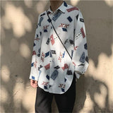 Wiaofellas Spring summer punk shirts unisex Japan long-sleeved floral shirt men's retro Hong Kong style beach loose sunscreen blouse jacket