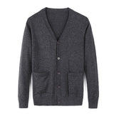 Wiaofellas Men Top Quality Small Horse V-neck Cardigan Cotton Autumn Winter Jersey Jumper Hombre Pull Homme Hiver Pullover Knitted Sweater