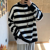 Wiaofellas Striped Pullovers Women Autumn Black Yellow Knitted Sweater Warm Winter Jumper Men ALT Clothes Harajuku Emo Sweater