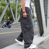 Wiaofellas Trendy Loose Baggy Cargo Pants Men Casual Hiphop Harem Cotton Straight Trousers Wide Leg Plus Size Streetwear Clothing