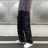 Wiaofellas Men Wide Leg Jeans Hip Hop Casual Men's Straight Baggy Denim Pants Streetwear Skateboard Pant Neutral Trousers Plus Size S-5XL