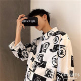 Wiaofellas Spring summer punk shirts unisex Japan long-sleeved floral shirt men's retro Hong Kong style beach loose sunscreen blouse jacket