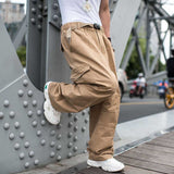 Wiaofellas Trendy Loose Baggy Cargo Pants Men Casual Hiphop Harem Cotton Straight Trousers Wide Leg Plus Size Streetwear Clothing