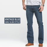 Wiaofellas Mens Boot Cut Jeans Slightly Flared Slim Fit Blue Black Trousers Designer Classic Male Stretch Denim Pants