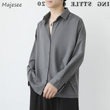 Wiaofellas Long Sleeve Shirts Men Fashion Solid Plus Size 3XL Social Formal Business Cozy Handsome Korean Leisure Basic Simple Sheer Camisa
