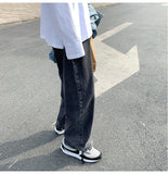 Wiaofellas Korean Style Loose Wide Leg Jeans For Men   Blue Baggy Denim Pants Kpop Clothes Fashion Jeansy Ulzzang Cargo Jeans Male