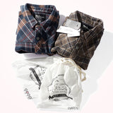 Wiaofellas Autumn and Winter New Heavyweight Thickened Frosted Plaid Tooling Shirt Men's Retro Pure Cotton Washed Old Casual Blouses Coat