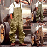 Wiaofellas Fashion Mens Jeans Wash Jumpsuit Streetwear Solid Colors Pocket Loose Suspender Bib Pants Work Trousers Overalls Pantalones#g3