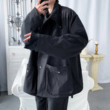 Wiaofellas Harajuku Jacket Men Streetwear Coat Black Windbreaker Hip Hop Cargo Jacket Pullover Hooded Track Jacket Tactical Outwear