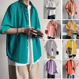 Wiaofellas High Quality Short Sleeve Shirts for Boyfriend Gift Hawaii Mens Fashion Trends Clothing Button Up blouses and Oversize Tops