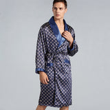 Wiaofellas Luxury Men's Silky Satin Kimono Robe 5XL Long Sleeve Sleepwear Bathrobe Oversized Satin Nightgown Summer Home Clothes