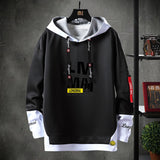 Wiaofellas Contrast Color Streetwear Hoodies Men Brand Tops Black White Sweatshirt Men Hip Hop Hoodies Cool Patchwork Pullover 3/4 Sleeve