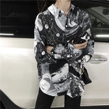 Wiaofellas Spring summer punk shirts unisex Japan long-sleeved floral shirt men's retro Hong Kong style beach loose sunscreen blouse jacket