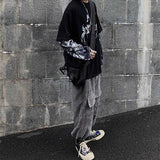 Black Hip Hop T-Shirt Mens Casual Autumn Tops Tee Fake Two Pieces Long Sleeve Men T Shirt Fashion Japan Tshirt Streetwear Boys