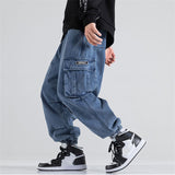 Wiaofellas Harem Pants Men Loose Jeans Mens Retro High Street Oversize Casual Denim Trousers Harajuku Washed Hip Hop Jeans Pants