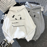 Wiaofellas Autumn New Harajuku Kpop Women's Retro Hoodie Dinosaur Long Sleeve Top Tee Fashion Casual Sports Shirt Ladies Clothing Hoodie