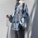 Wiaofellas Spring summer punk shirts unisex Japan long-sleeved floral shirt men's retro Hong Kong style beach loose sunscreen blouse jacket