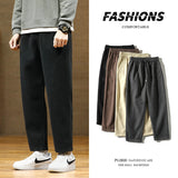 Wiaofellas Autumn/Winter Woolen Pants Men warm Fashion Retro Multicolor Casual Pants Mens Streetwear Loose Korean Straight Trousers Mens