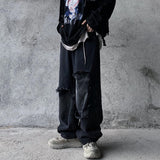 Wiaofellas Black Loose Jeans Men High Street Pants Fashion Retro Baggy Ulzzang Ripped Harajuku Summer Casual Hip Hop Pants Streetwear Male