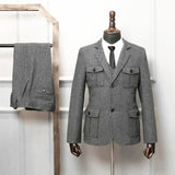 Wiaofellas Men Suits Tailor-Made 2 Pieces Tuxedo Double Breasted High Street Tweed Suits Formal Wedding Business Causal Prom Tailored