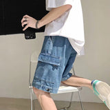 Wiaofellas Men's Denim Jeans Shorts Summer Japanese Pants High Street Ins Brand Loose Male Straight Wide Leg Pants Casual Man Sweatshorts