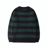 Wiaofellas Autumn Winter Sweater Women Casual Woman Sweater Pullovers Striped Jumper Warm Teen Gril Green Striped Sweaters