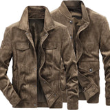 Wiaofellas Autumn Men Vintage Leather Suede Jacket Coat Mens Bomber Jackets Male Jacket Suede Leather Jacket Flight Coats Motorcycle Outfit
