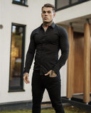 Wiaofellas Shirt Men's Summer Thin Section Non-iron Modal Shirt Men's Black Long-sleeved Business Career Trend 6 Colors