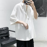 Wiaofellas Summer Solid Shirts For Men Clothing Korean Style Men Streetwear Shirt Short Sleeve Harajuku Mens Shirts Korean Clothes