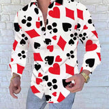 Wiaofellas New Poker print men's long sleeved shirt men casual shirt Hawaii shirt man Cardigan autumn shirt M-3XL Male Tops various colors