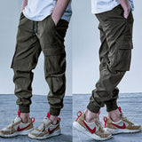 Wiaofellas Mens Cargo Pants Elastic Multiple Pocket Military Male Trousers Outdoor Joggers Pant Joggers Trousers Fashion Harajuku Men Pants