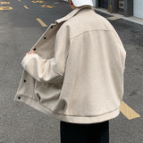 Wiaofellas Winter Thickened Short Woolen Coat Men Warm Fashion Oversized Woolen Coat Men  Korean Loose Woolen Jacket Mens Overcoat M-3XL