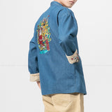 Wiaofellas Chinese Style Embroidery Shirts Hanfu Blouse Japanese Harajuku Casual Denim Jackets Coats Hip Hop Harem Pants Overalls Trousers