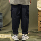 Wiaofellas  Patchwork Cargo Pants Men Corduroy Contrast Stitch Trousers Mens Streetwear Loose Casual Pants