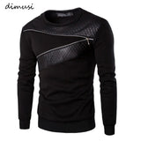 Wiaofellas Leather Patchwork Hoodies Men Zipper Decoration Long Sleeve Sweatshirt Tops Men's Leisure Hoodie Clothes 4XL 5XL,TA233