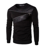 Wiaofellas Leather Patchwork Hoodies Men Zipper Decoration Long Sleeve Sweatshirt Tops Men's Leisure Hoodie Clothes 4XL 5XL,TA233