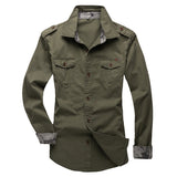 Wiaofellas Casual Male Pilot Shirt Long Sleeve Patchwork Pocket Men Fashion Army Military Style Tops For Male