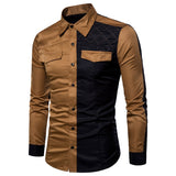 Wiaofellas Military Style Men Casual Shirts Spring Top Quality Cotton Patchwork Color Shirt Classic Breathable Brand Dress Shirts XXXL