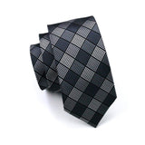 Wiaofellas FA-1017 Barry.Wang Mens Ties Black Plaid Silk Jacquard Tie Hanky Cufflinks Set Men's Business Gift Ties For Men Free Shipping