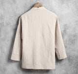 Wiaofellas Men Linen Shirts Long Sleeve Chinese Style Mandarin Collar Traditional Kung Fu Tang Casual Social Shirt Plus Size M-4XL 5XL 6XL