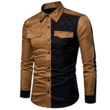 Wiaofellas Military Style Men Casual Shirts Spring Top Quality Cotton Patchwork Color Shirt Classic Breathable Brand Dress Shirts XXXL