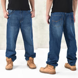 Wiaofellas HOT New 2023 Large Size 30-44 46 Jeans Fashion Loose Big Pockets Hip-Hop Skateboard Casual Men Denim Blue & Black Design Brand