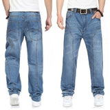 Wiaofellas HOT New 2023 Large Size 30-44 46 Jeans Fashion Loose Big Pockets Hip-Hop Skateboard Casual Men Denim Blue & Black Design Brand