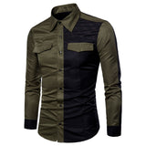 Wiaofellas Military Style Men Casual Shirts Spring Top Quality Cotton Patchwork Color Shirt Classic Breathable Brand Dress Shirts XXXL