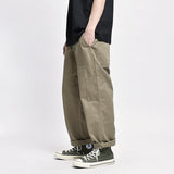 Wiaofellas Safari Style! Multi-pocket Cargo Trousers Men Loose Straight Casual Baggy Pants Mens Work Canvas Pants