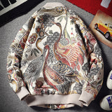 Wiaofellas Japan Style Mens Floral & Crane Embroidery Bomber Jacket Stand Collar Men Streetwear College Baseball Jackets Autumn Coat