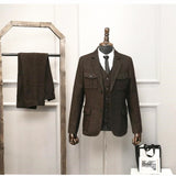 Wiaofellas Men Suits Tailor-Made 2 Pieces Tuxedo Double Breasted High Street Tweed Suits Formal Wedding Business Causal Prom Tailored