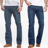 Wiaofellas Mens Boot Cut Jeans Slightly Flared Slim Fit Blue Black Trousers Designer Classic Male Stretch Denim Pants